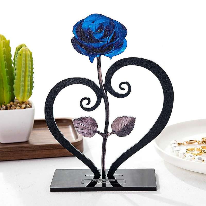 Iron Metal Rose Ornaments Rose with Heart-shaped Bracket(pink)