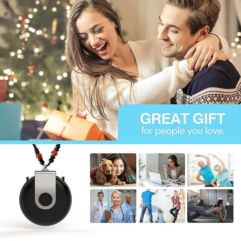 Mini Air Purifier Necklace for All Ages, Adults and Kids Black+silver