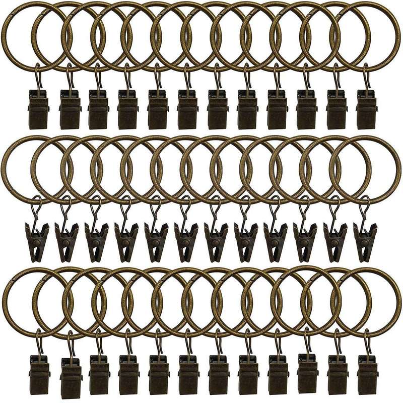 36 Pack Rings Curtain Clips Strong Metal Window Curtain Ring (bronze)