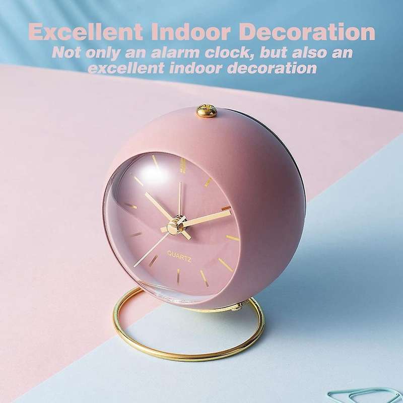 Battery Operated Desk Alarm Clocks with Light,retro Silent Pink