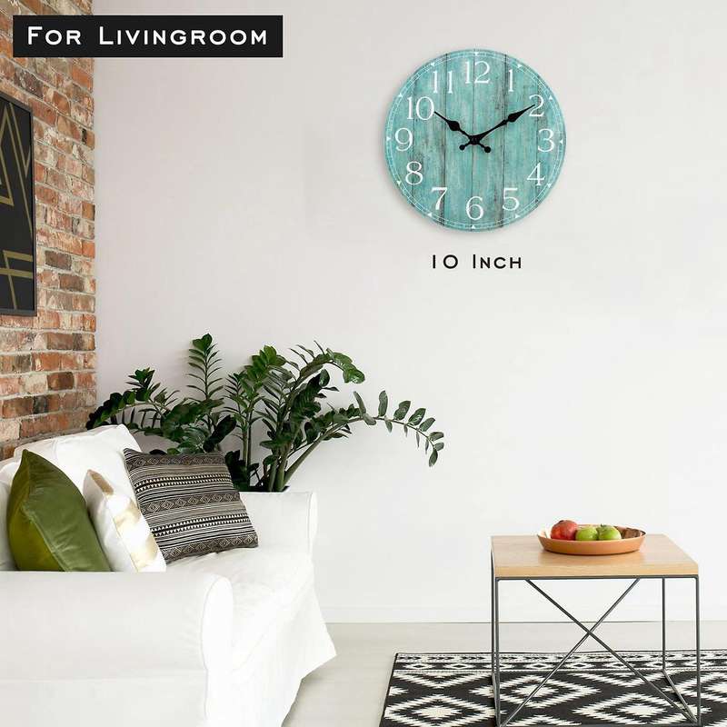 Wall Clock,10 Inch Teal Silent Non-ticking Kitchen Clock Decor