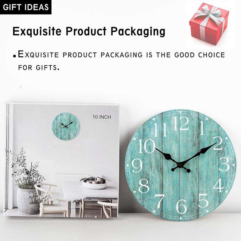 Wall Clock,10 Inch Teal Silent Non-ticking Kitchen Clock Decor