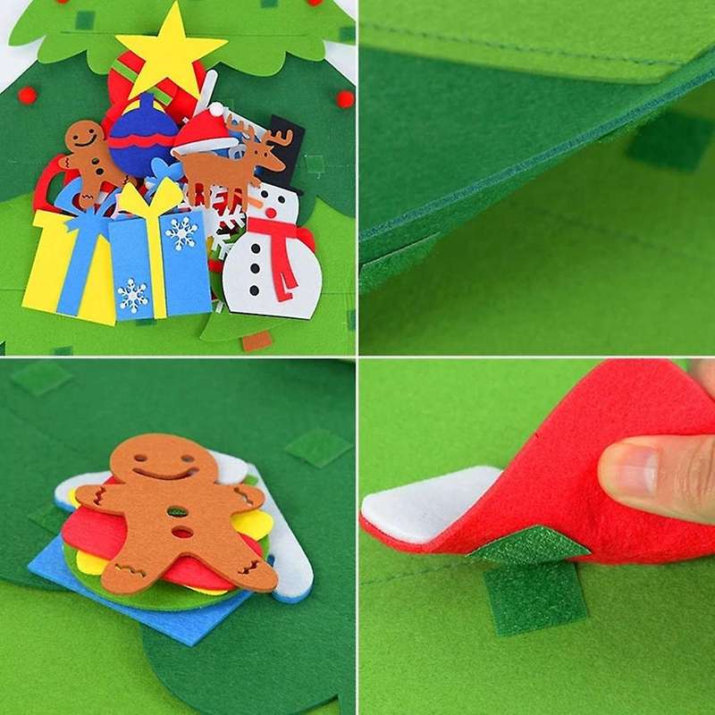 Diy Felt Christmas Tree with Led Light New Year Kids Gift Toys