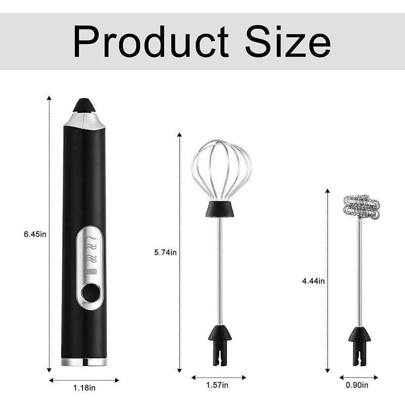 Milk Frother Handheld,rechageable Milk Frother Drink Mixer with 2