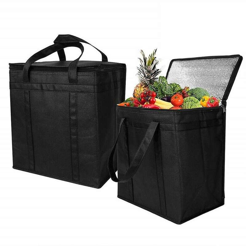 2 Pack Insulated Reusable Grocery Bag Delivery Bag with Dual Zipper