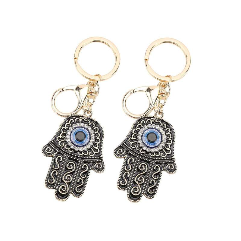 4 Pcs Keychain Pendants Evil Eye Keychain for Womens and Mens (black)