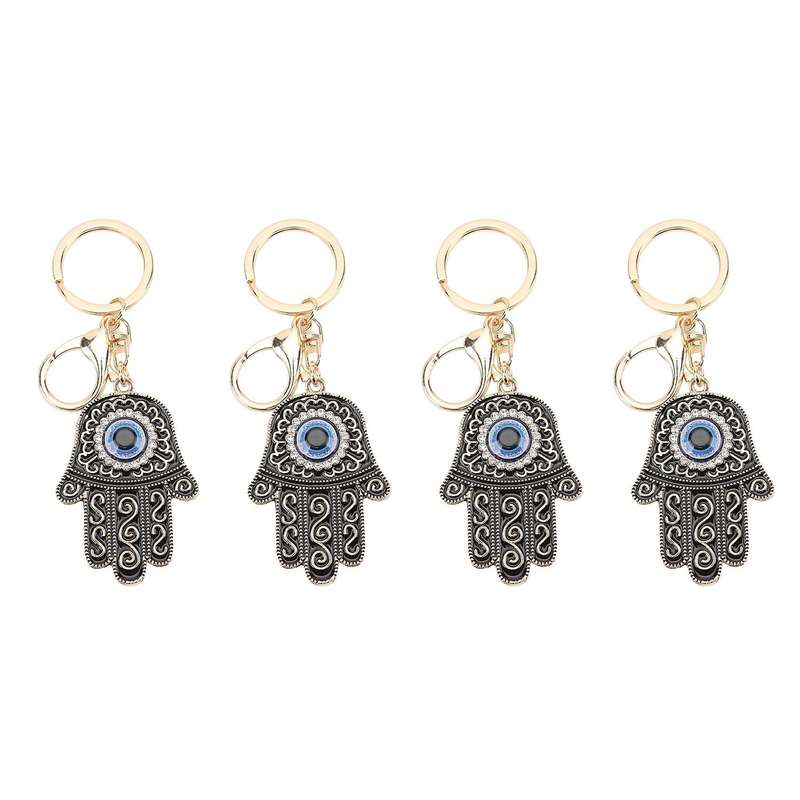 4 Pcs Keychain Pendants Evil Eye Keychain for Womens and Mens (black)