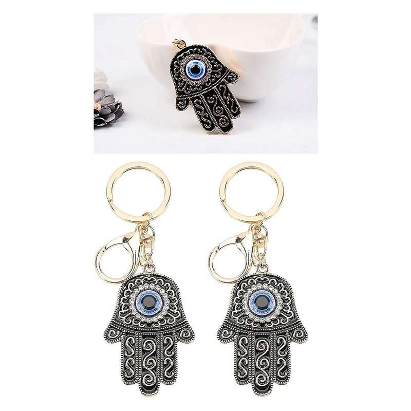 4 Pcs Keychain Pendants Evil Eye Keychain for Womens and Mens (black)