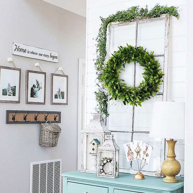 Leaf / Flower Wrea, Round Front Door Green Garland (boxwood - 40 Cm)