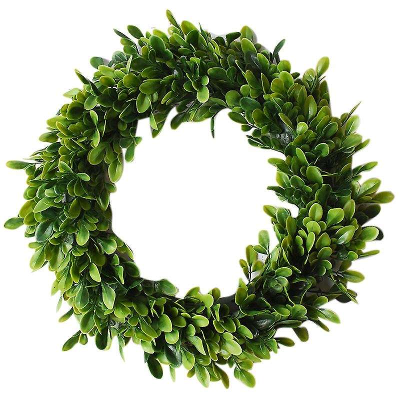 Leaf / Flower Wrea, Round Front Door Green Garland (boxwood - 40 Cm)