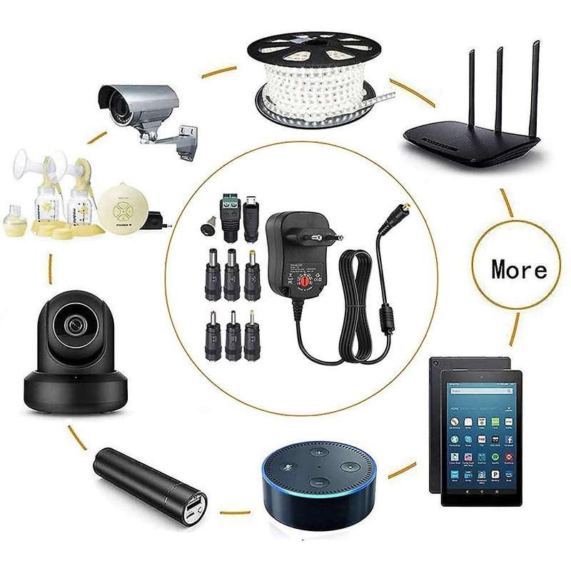 Portable Power Supply, with 8 Different Adapter Heads 3v-12v Eu Plug