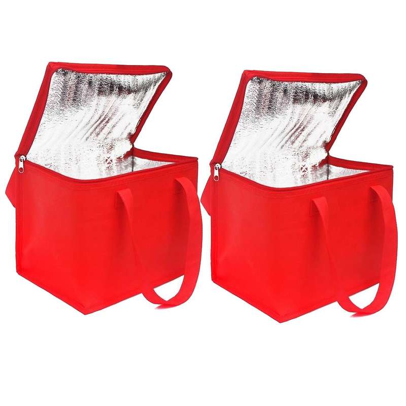 2pcs Insulated Bag Aluminum Foil Thermal Box Waterproof Red