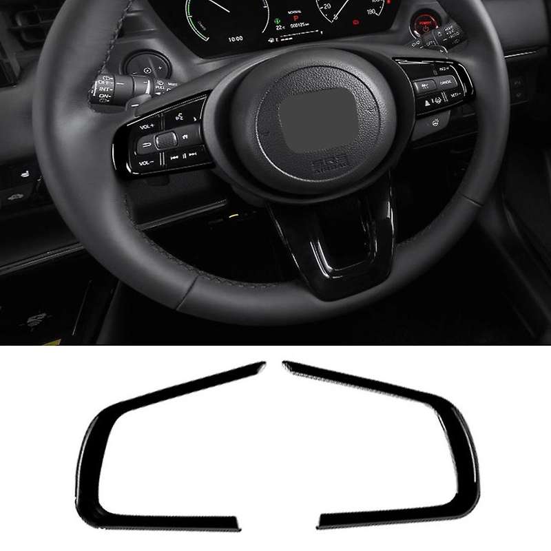 2pcs Car Glossy Black Steering Wheel Panel Cover Trim Decoration