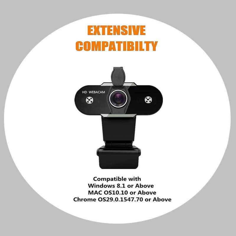 Usb Webcam 1080p Hd with Microphone Rotating Computer Desktop Camera