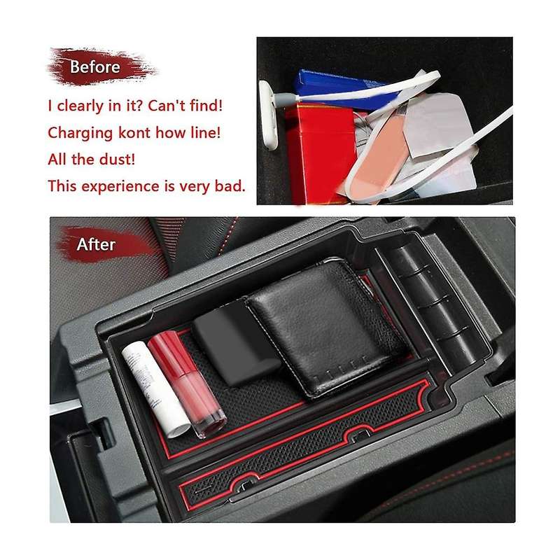 Car Armrest Storage Box Holder for Chevrolet Blazer 2019+ Red