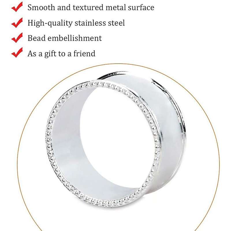 8 Pieces Of Zinc Alloy Beaded Napkin Ring Napkin Buckle (silver)