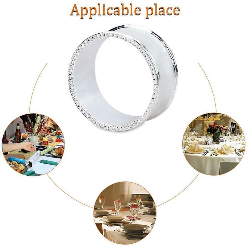 8 Pieces Of Zinc Alloy Beaded Napkin Ring Napkin Buckle (silver)