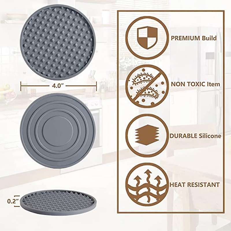 6pcs Silicone Coaster, Drink Coaster with Holder (dark Blue)