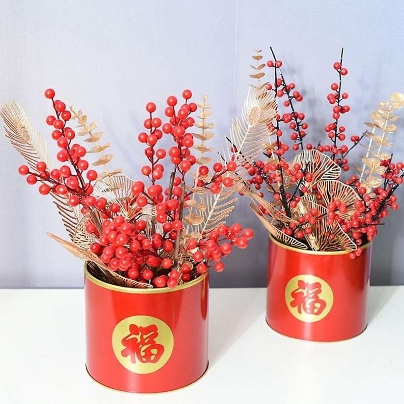 Iron Flower Arrangement Bucket Spring Festival Lucky Bucket, L