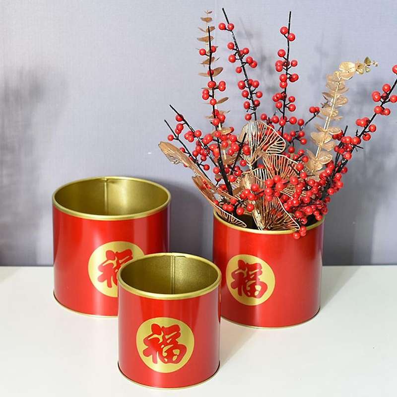 Iron Flower Arrangement Bucket Spring Festival Lucky Bucket, L