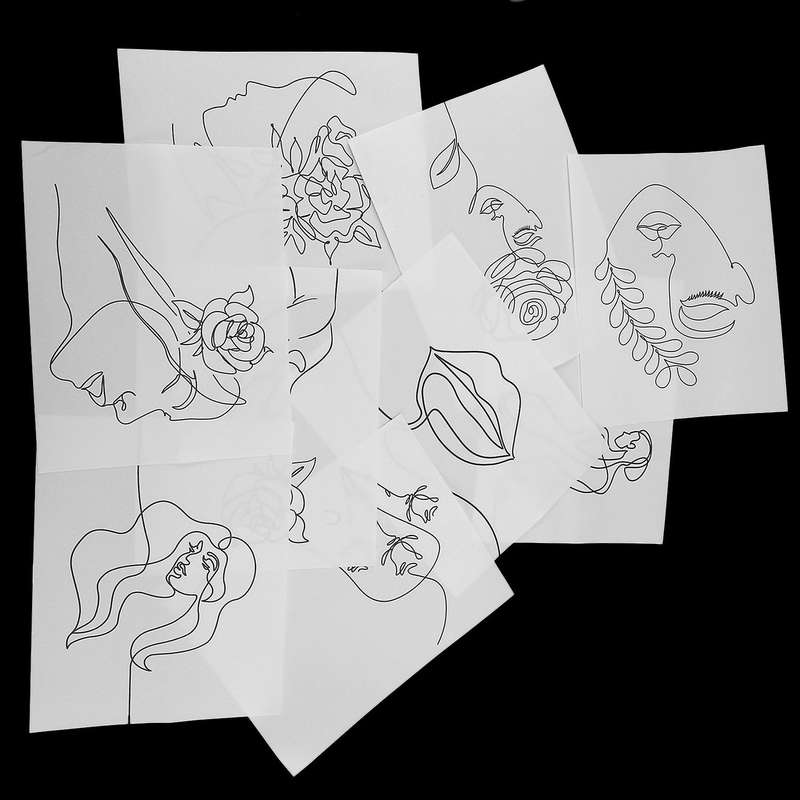 9 Pieces Minimalist Art Prints Unframed Woman Minimal Line Wall Decor