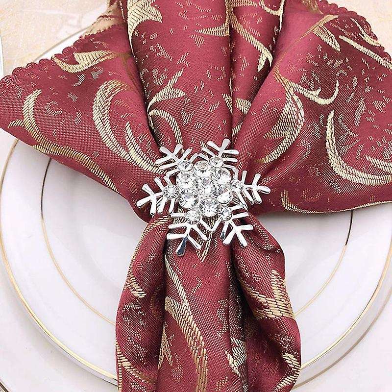 Silver Snowflake Napkin Ring Christmas Napkin Holder Festive