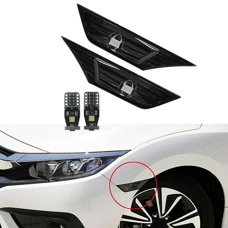 Smoke Tinted Lens Side Marker Lamp Light for 2016-19 Honda Civic Jdm