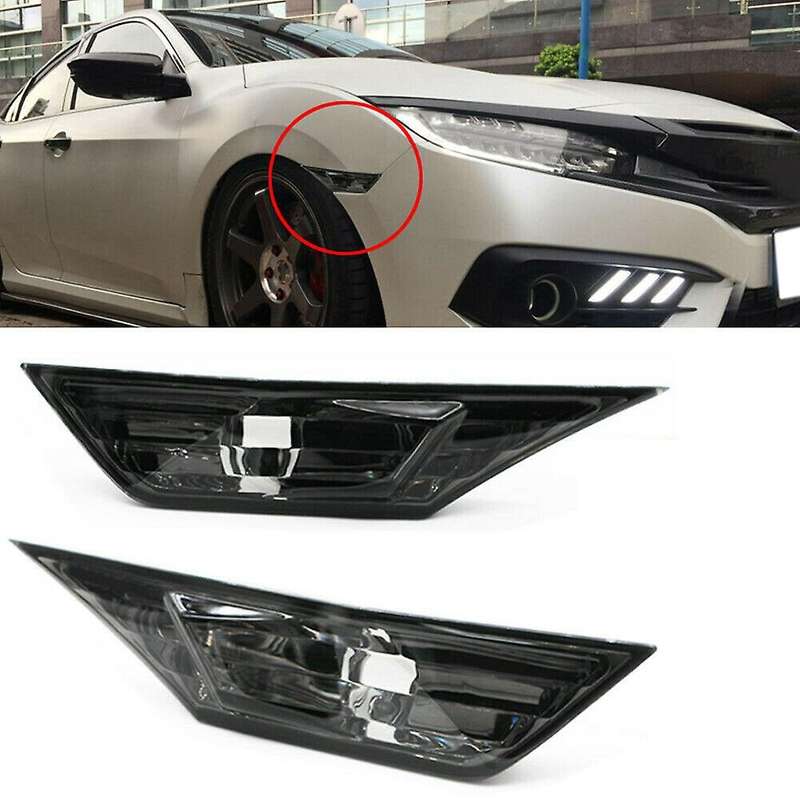 Smoke Tinted Lens Side Marker Lamp Light for 2016-19 Honda Civic Jdm