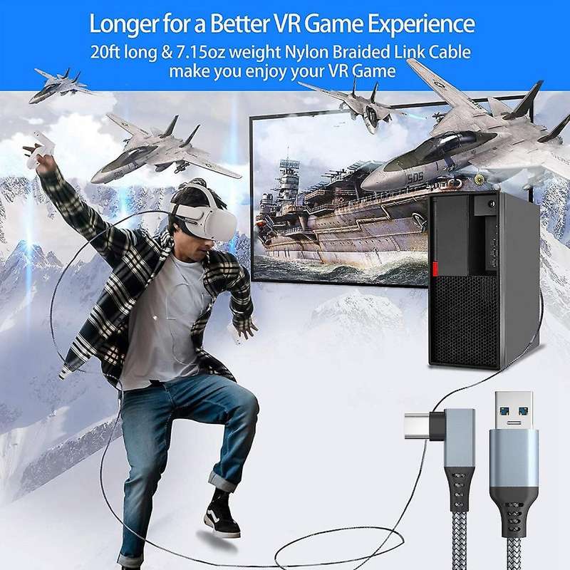 5m Data Cable for Oculus Quest 2 Headset Usb 3.0 to Type C Charging