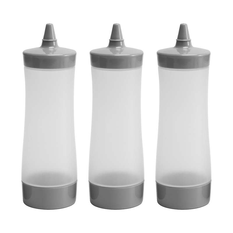 3 Pcs Squeeze Squirt Condiment Ketchup Bottle for Kitchen (grey)