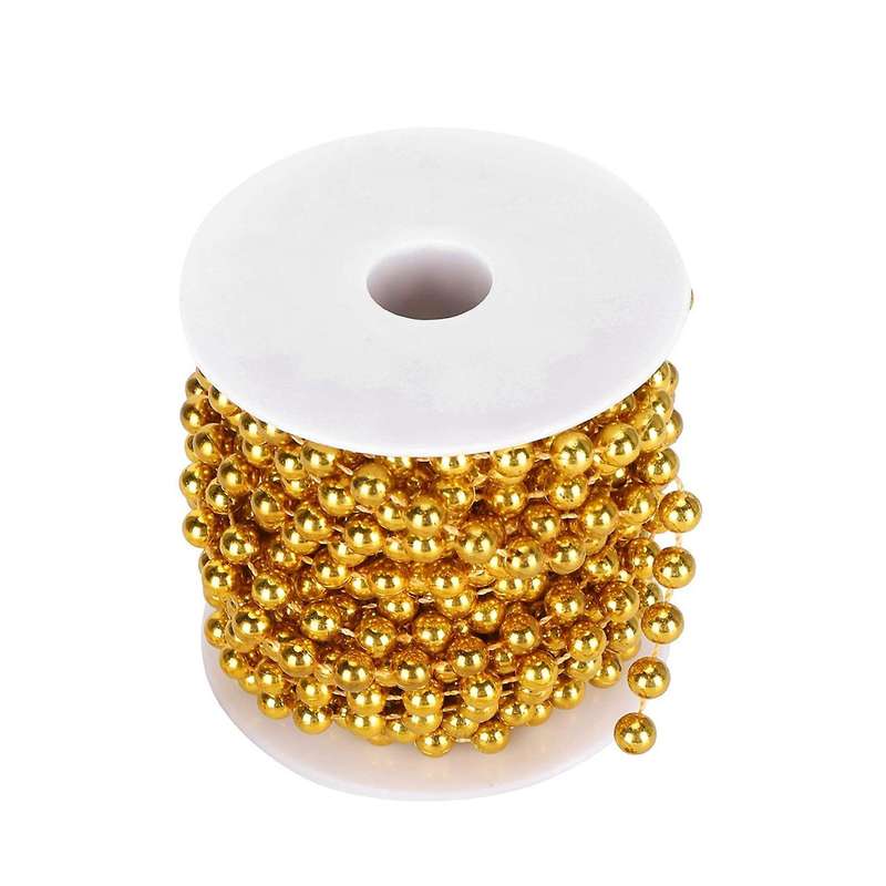 8mm 10m/roll Christmas Tree Garland Artificial Plastic Pearl (golden)