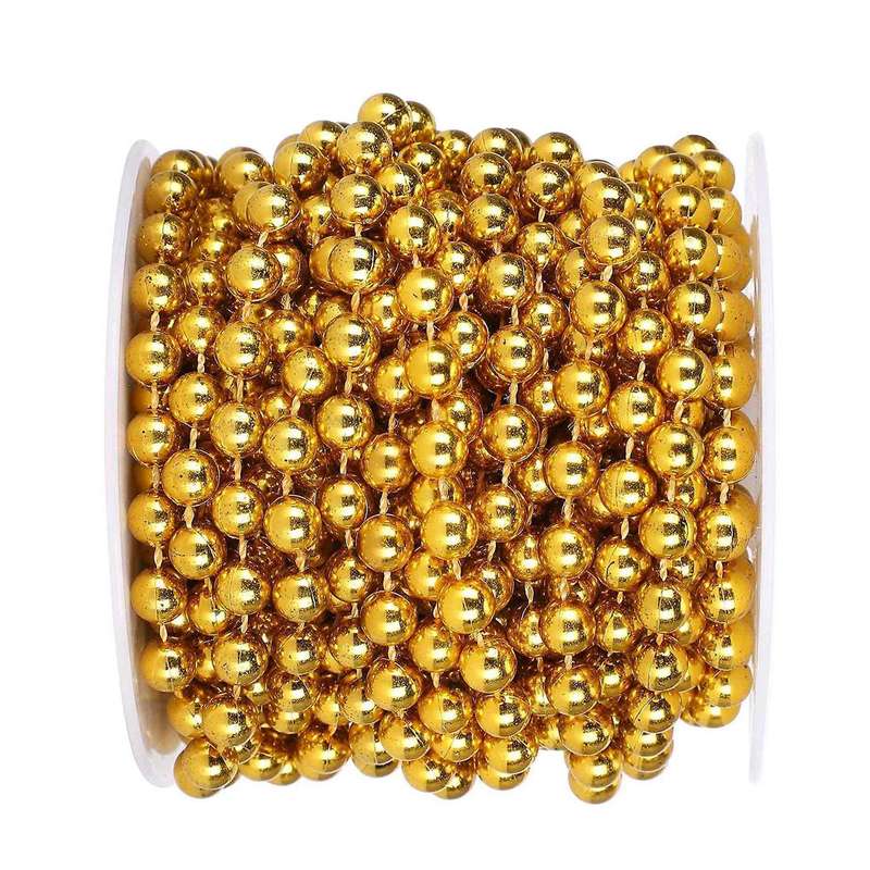 8mm 10m/roll Christmas Tree Garland Artificial Plastic Pearl (golden)