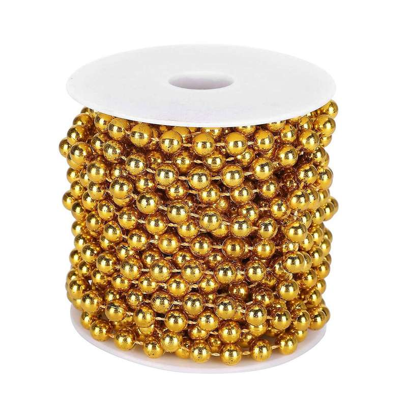 8mm 10m/roll Christmas Tree Garland Artificial Plastic Pearl (golden)