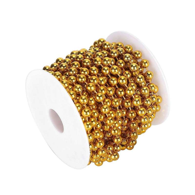8mm 10m/roll Christmas Tree Garland Artificial Plastic Pearl (golden)