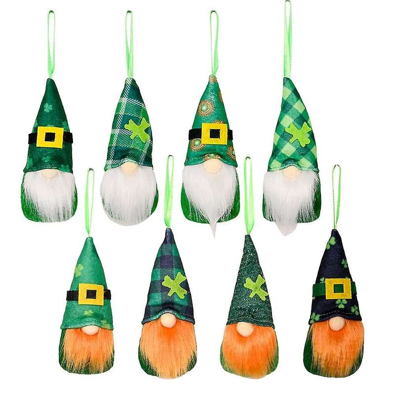 8pcs St Patricks Day Decorations for Home - Funny Gnome Plush Design