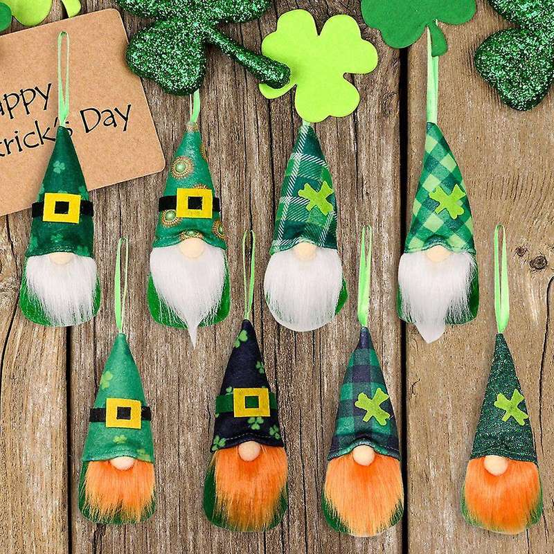 8pcs St Patricks Day Decorations for Home - Funny Gnome Plush Design