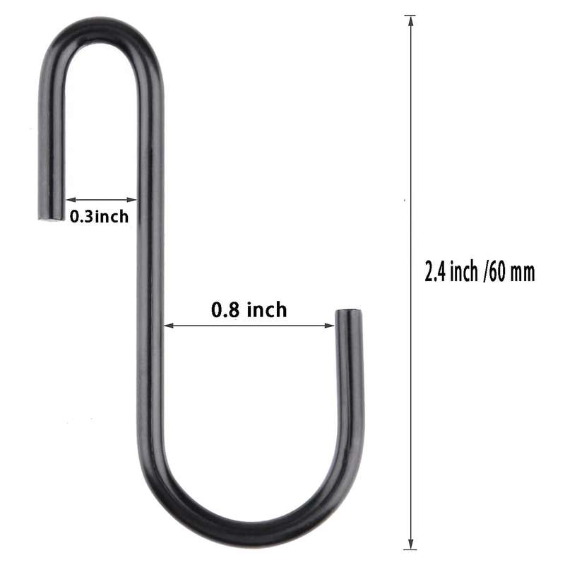 40 Pack S Shaped Hooks, Metal Hanging Hangers for Kitchen Bathroom