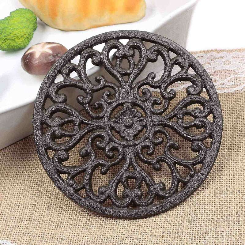 Round Cast Iron Trivet 6.7inch Iron Heat-insulation Trivet Non-slip