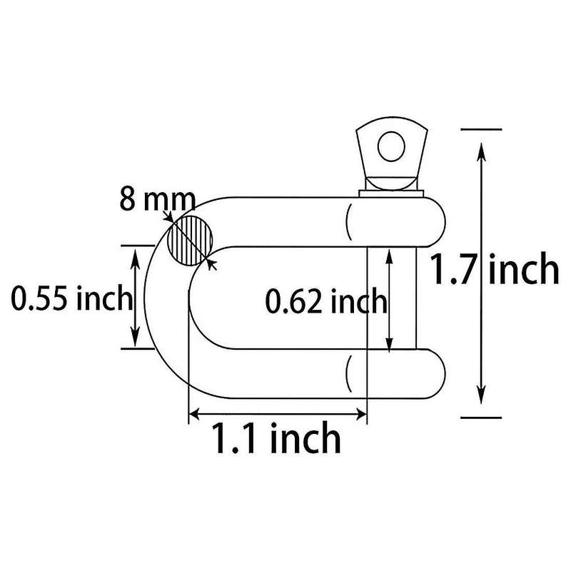 4 Pcs 5/16 Inch 8mm Screw Pin Anchor Shackle for Wirerope Lifting