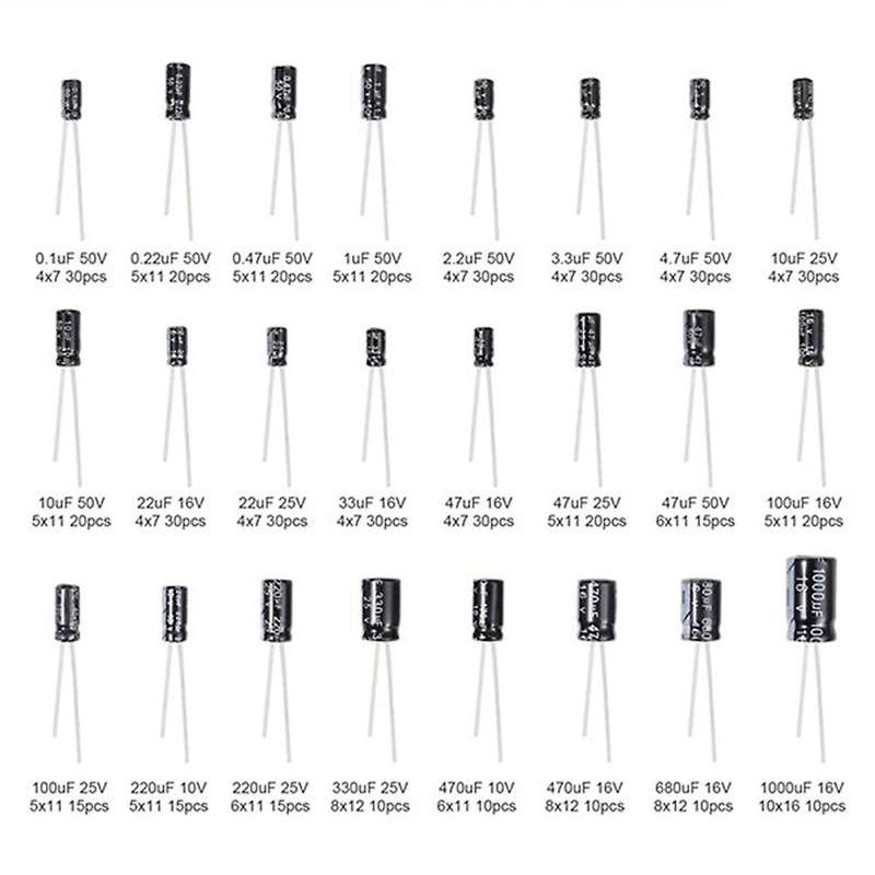 0.1uf-1000uf 24values Aluminum 16-50v Mix Electrolytic Capacitor Kit