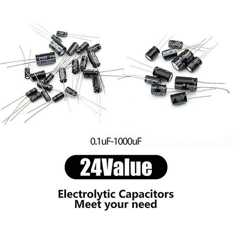 0.1uf-1000uf 24values Aluminum 16-50v Mix Electrolytic Capacitor Kit
