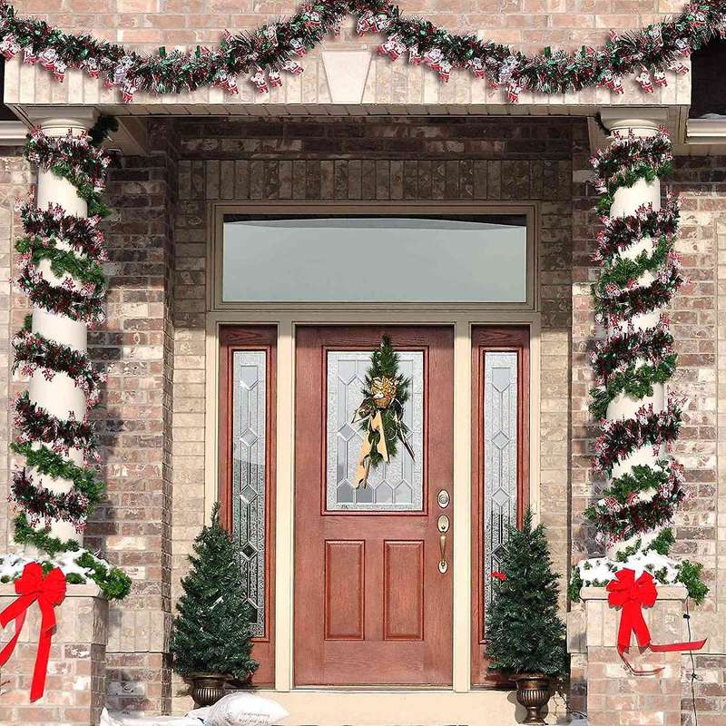 39.4 Ft Christmas Tinsel Garland Mixed Color Metallic Twist Garland