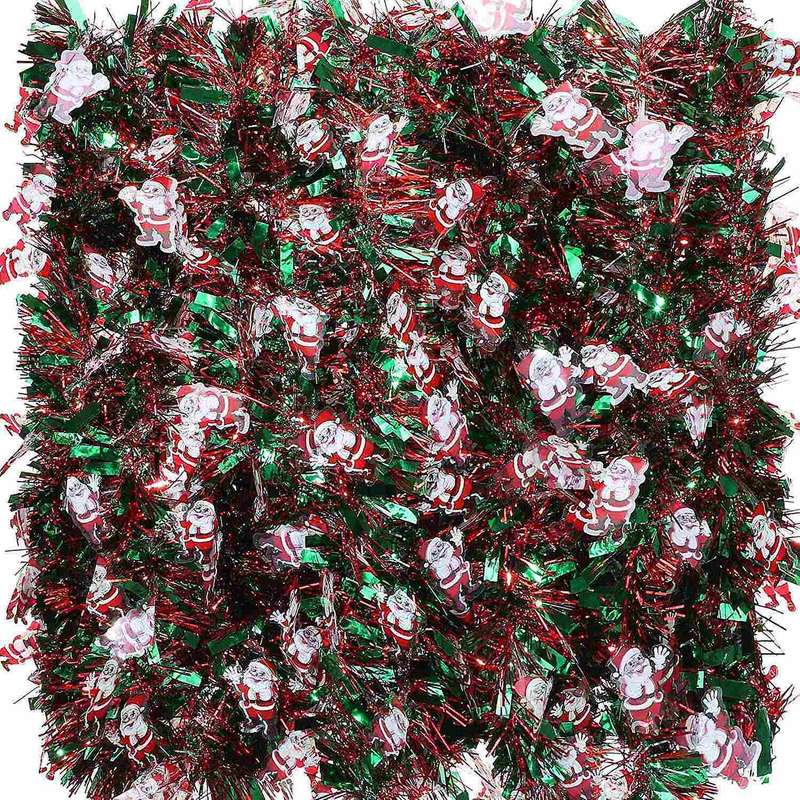 39.4 Ft Christmas Tinsel Garland Mixed Color Metallic Twist Garland