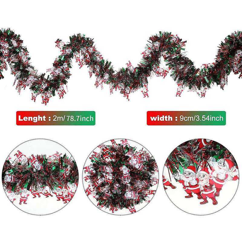 39.4 Ft Christmas Tinsel Garland Mixed Color Metallic Twist Garland