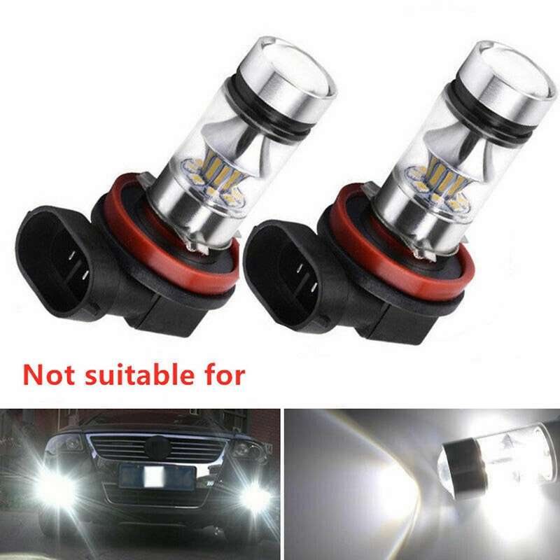 2x H8 H11 H16 6000k White 100w High Power Led Fog Light Driving Bulb