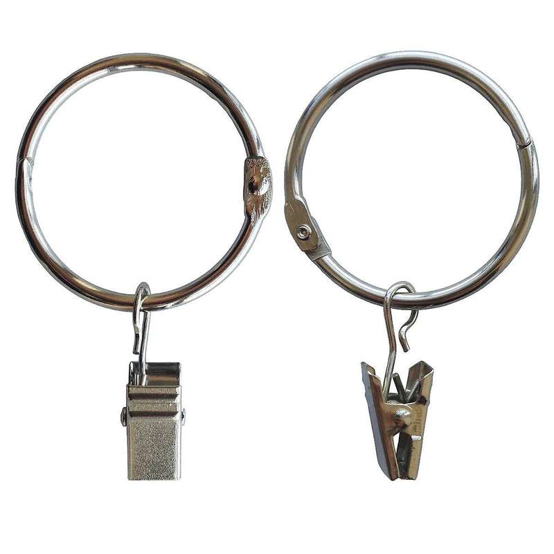 30 Pack Curtain Clips with Rings Metal Rustproof Drapery Rod Silver