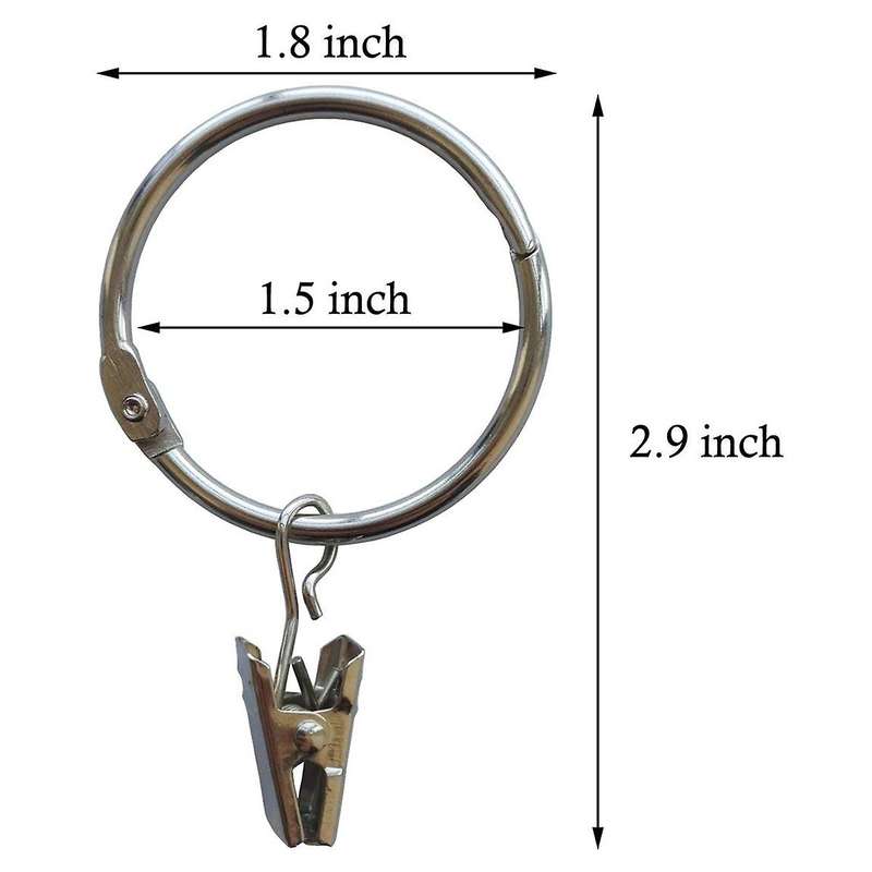 30 Pack Curtain Clips with Rings Metal Rustproof Drapery Rod Silver