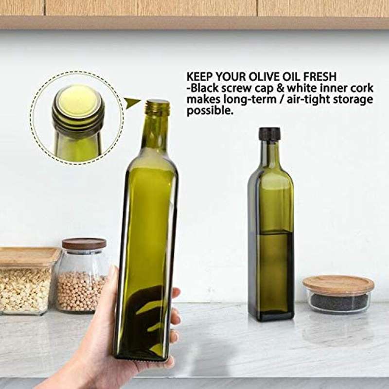 Glass Olive Oil Bottle-500 Ml Green Oil and Vinegar Bottle