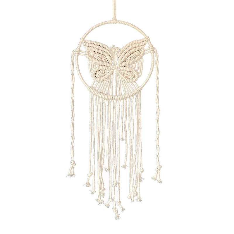 Butterfly Decor Dream Catcher - Hand Woven Boho Macrame Wall Hanging