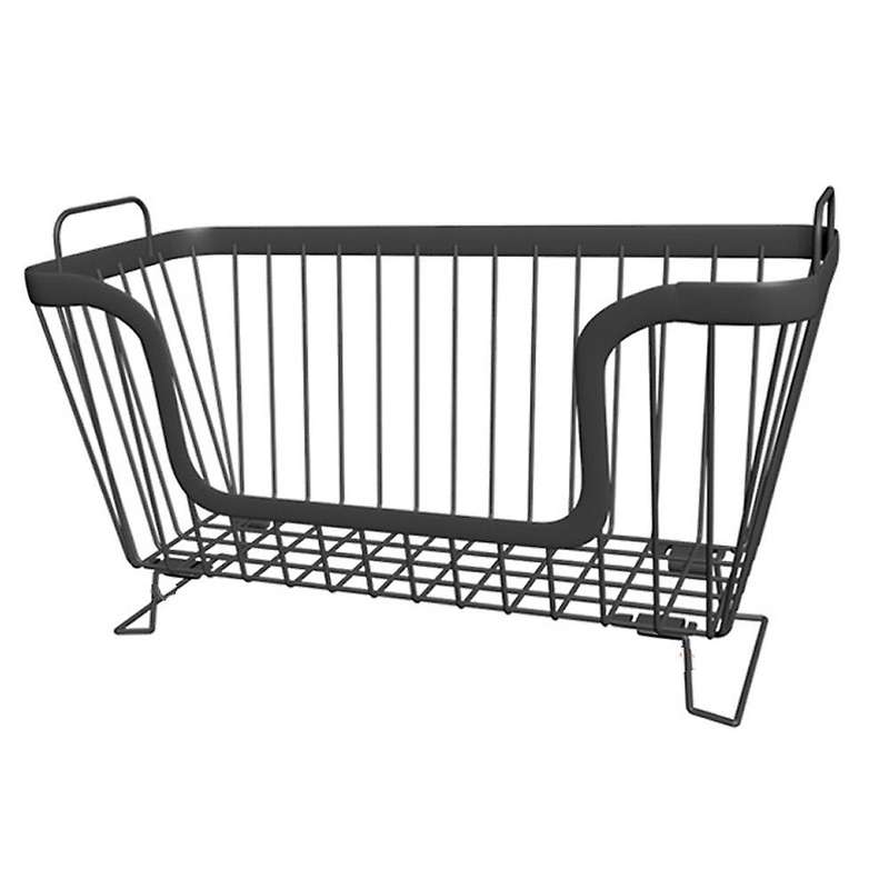 Stackable Storage Basket Kitchen Table Multi-layer Rack(black)